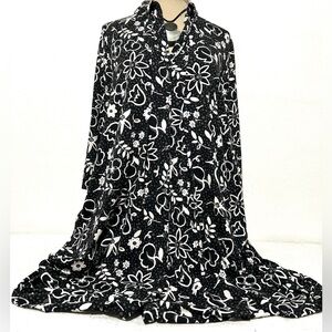 J Jill Soft Cotton Knit Floral Print Dress with Pockets